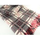 VINTAGE TRADITIONAL WELSH TAPESTRY BLANKET, woven in black, cream and red Condition Report: good