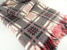 VINTAGE TRADITIONAL WELSH TAPESTRY BLANKET, woven in black, cream and red Condition Report: good