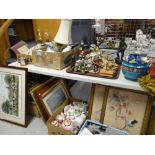 VERY LARGE MISCELLANEOUS GROUP OF ORNAMENTS, GLASSWARE, PICTURES, DECORATIVE OBJECTS & CARRIAGE