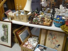 VERY LARGE MISCELLANEOUS GROUP OF ORNAMENTS, GLASSWARE, PICTURES, DECORATIVE OBJECTS & CARRIAGE