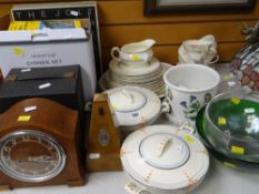 GRINDLEY ART DECO DINNER SERVICE, box of OS maps, LP records, glass clock and metronome, assorted