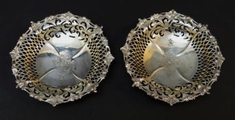 PAIR OF GEORGE III SILVER EPERGNE DISHES, LONDON CIRCA 1775, THOMAS PITTS I, with pierced sides