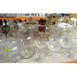 ASSORTED CUT GLASS including 19th Century ale and jelly glasses, etched champagne glasses, water