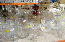 ASSORTED CUT GLASS including 19th Century ale and jelly glasses, etched champagne glasses, water