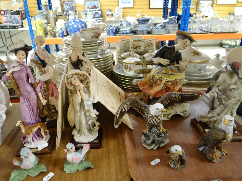 ASSORTED ITALIAN RESIN & PORCELAIN FIGURES including a wood pecker