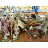 ASSORTED ITALIAN RESIN & PORCELAIN FIGURES including a wood pecker