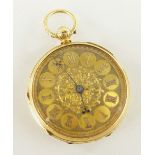 18CT YELLOW GOLD THOMAS BLUNDELL GEORGE ST LIVERPOOL OPEN FACED POCKET WATCH, 58.8gms, with winder