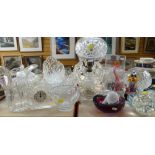 ASSORTED CUT GLASS & COLOURED ART GLASS including table lamp, Victorian water jug, Murano-type