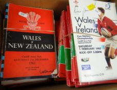 ASSORTED RUGBY UNION FOOTBALL INTERNATIONAL PROGRAMMES including Wales v Ireland 1950s-2000s,