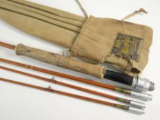 HARDY PALAKONA 'THE WEST COUNTRY FLY' THREE-PIECE SPLIT CANE ROD, with spare tip, 9ft 3in