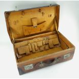 VINTAGE LEATHER GENTLEMAN'S VANITY SUITCASE BY A. DAVIES & CO, 10 Strand London, with pig skin lined