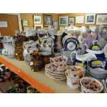 ASSORTED VICTORIAN CERAMICS including Gaudy Welsh-type teaset, numerous copper lustre and blue and
