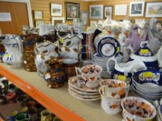 ASSORTED VICTORIAN CERAMICS including Gaudy Welsh-type teaset, numerous copper lustre and blue and