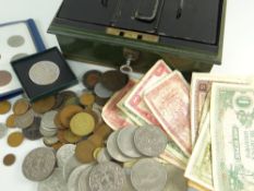 COIN BOX CONTAINING ASSORTED FOREIGN BANKNOTES including Deutschland, Nederland, Japanese,