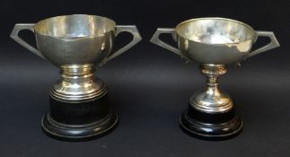 TWO EARLY 20TH CENTURY SILVER TROPHY CUPS, one engraved Sutton Cricket Club, Birmingham 1938, 17.