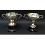 TWO EARLY 20TH CENTURY SILVER TROPHY CUPS, one engraved Sutton Cricket Club, Birmingham 1938, 17.