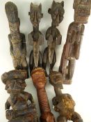 SEVEN VARIOUS AFRICAN FIGURES including Pende Marionette, 64cms (7)