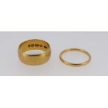 TWO 22CT GOLD WEDDING BANDS, 8.6gms, sizes J & L