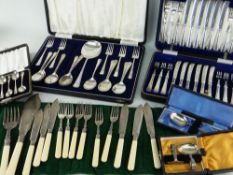 ASSORTED BOXED SILVER & SILVER PLATE including baby spoon and pusher, teaspoon, set of coffee spoons