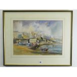 G. WYN DAVIES - watercolour, View of Tenby, signed and dated 1988, 35 x 50cm Condition Report: brown