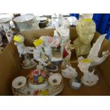 ASSORTED CABINET CHINA including Herend miniature ink stand and three Royal Worcester 'Country Life'