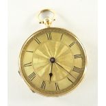 14K YELLOW GOLD SCROLL & FLORAL ENGRAVED OPEN FACED POCKET WATCH, in Bisley H. Munt of Haverfordwest