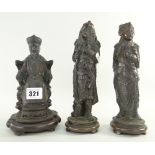 THREE DECORATIVE CHINESE RESIN FIGURAL SCULPTURES