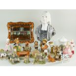 ASSORTED COLLECTABLE CHINA, including pottery bust of John Wesley, 33cms high, Hummel figures,