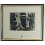 WILL ROBERTS pastel drawing - entitled 'Winter Beeches' on Attic Gallery Label, signed in pencil, 20