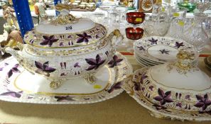 EARLY 19TH CENTURY STAFFORDSHIRE BONE CHINA PART DINNER SERVICE, CIRCA 1830, lavishly decorated in