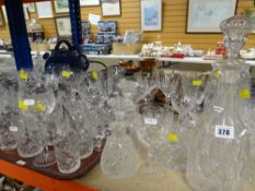 ASSORTED CUT GLASS WARE including decanter, water jug, numerous glasses of all shapes and sizes ETC