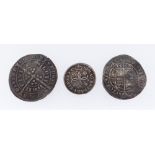 ELIZABETH I, SIXPENCE, 1567; CHARLES II, COIN, 1679; AND BELIEVED EDWARD III GROAT (3)