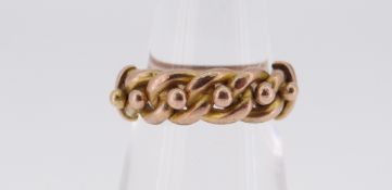 9CT WOVEN CHAIN RING, size L/M, 3.9gms