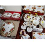 ROYAL ALBERT 'OLD COUNTRY ROSES' DRESSING TABLE ORNAMENTS including pair of candlestick holders,