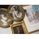ASSORTED PICTURES & PRINTS including pair of oval prints of 18th Century beauties, Frank Shipsides