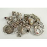 ASSORTED JEWELLERY AND COINS TO INCLUDE, 1889 crown, dress rings, chains, ingot, charm bracelet,
