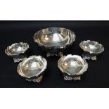 STERLING SILVER BOWL & SET OF FOUR MATCHING SMALLER BOWLS, 29.4oz (5)
