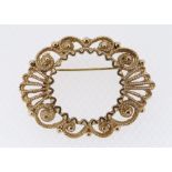 9CT YELLOW GOLD SCROLL DESIGN BAR BROOCH in Howells (West Wales Jewellers) box, 9.1gms