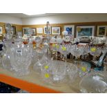 ASSORTED CUT GLASSWARE including hock glasses, several decanters and presentation bowls ETC
