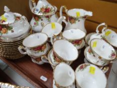 ROYAL ALBERT 'OLD COUNTRY ROSES' TEA SERVICE FOR TWELVE including teapot and stand, hot water jug,