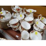 ROYAL ALBERT 'OLD COUNTRY ROSES' TEA SERVICE FOR TWELVE including teapot and stand, hot water jug,