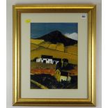 DAVID HASWELL limited edition (61/850) colour print - 'Barns Below Little Skirrid', signed, numbered