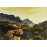SIR KYFFIN WILLIAMS RA watercolour - Eryri, entitled verso 'Autumn Cwm Pennant' on Albany Gallery