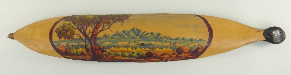 WALTER EBATARINJA (1915-1968) Hermannsberg, NT, painted woomera, depicting NT landscape, probably