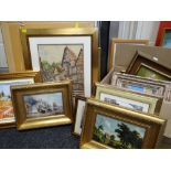 ASSORTED PICTURES & PRINTS including Martial Arts box framed print of Eiffel Tower (19)
