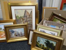 ASSORTED PICTURES & PRINTS including Martial Arts box framed print of Eiffel Tower (19)