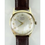 VINTAGE 9CT GOLD ROTARY GENTLEMANS WRISTWATCH, Swiss cal. 645 (ETA 2370) manual wind 17-Jewel