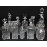 ASSORTED CUT GLASS DECANTERS (10)