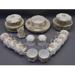 CONTINENTAL PORCELAIN, floral decorated teaware, 39 pieces consisting two sandwich plates, 12 side