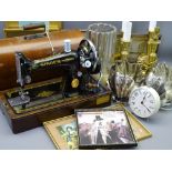 CASED VINTAGE SINGER SEWING MACHINE and a selection of modern table lamps ETC
